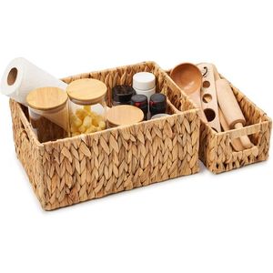 Handwoven Eco Friendly Natural Water Hyacinth <b>Storage</b> <b>Basket</b> With Lid <b>Rectangular</b> Organizer Wholesale Vietnam Export - Product Image 2