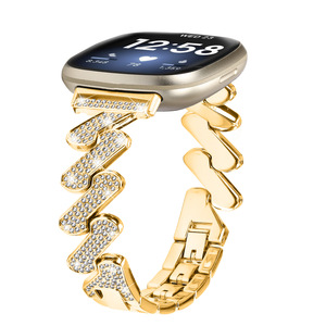 <span class=keywords><strong>Bracelet</strong></span> de chaîne en diamant de luxe de haute qualité à la mode <span class=keywords><strong>Fitbit</strong></span> Versa 3 4 <span class=keywords><strong>Sense</strong></span> <span class=keywords><strong>Sense</strong></span> 2 remplacement du <span class=keywords><strong>bracelet</strong></span> de montre intelligente - Product Image 4