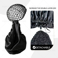 Nouveau Filet à Cheveux Réglable Caps Protecteur de Cheveux de Nuit Bigoudi Bonnet 2 en 1 Perruque en Satin Bonnet de Sommeil