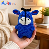 Amigurumi âne bleu au crochet fait main, peluche d'accompagnement émotionnel, compagnon de bureau, cadeau, vente en gros, logo personnalisé, OEM, ODM