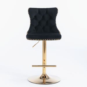 Tabourets de bar modernes en velours Db A&A, hauteur réglable 25-33 pouces, base pivotante en métal, pour style farmhouse - Product Image 4