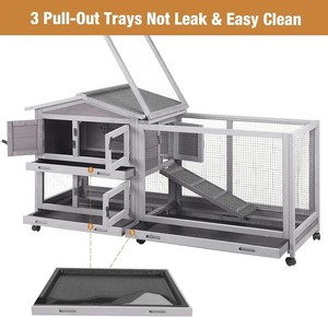 Çift büyük ahşap kafes Hamster, gine domuz, gelincik, kemirgen kafes büyük tavşan kafesi - Product Image 5