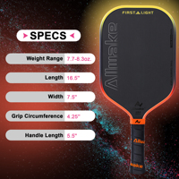 Raquette de pickleball ALLWAKE T700 en fibre de carbone, approuvée USAPA, 16 mm, pour les sports de plein air, en stock