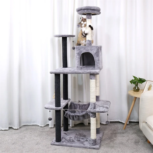 Cat Tree Cat Tower เสาลับแมวหลายระดับพร้อมคอน<span class=keywords><strong>โด</strong></span> บันได ตะกร้า เปลญวน และตุ๊กตาสําหรับลูกแมว - Product Image 2