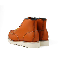 Goodyear Bottes de travail de style occidental en cuir véritable Chaussures de sécurité augmentant la hauteur avec fermeture à lacets respirante pour l'automne