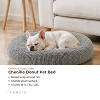 Coussin rond en peluche grise pour animaux de compagnie, pour chats et chiens de petite et moyenne taille, nid douillet avec surface en chenille, OEM