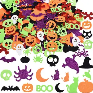 Pafu Halloween Party Supplies Decoration with Cat Ghost Pumpkin Decor Craft Projects DIY Halloween Glitter Foam Craft Stickers