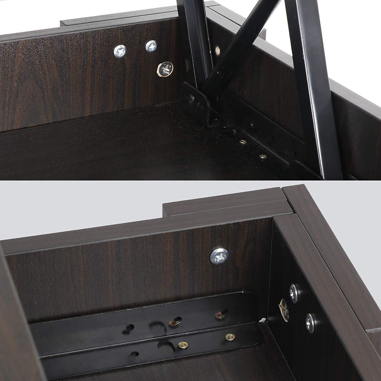Bois Relevable Table Basse Avec Rangement Caché et Étagère