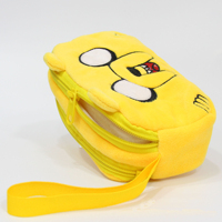 Pochette de maquillage/téléphone/portefeuille en velours brodé avec fermeture éclair, motif de personnage d'anime mignon, design tendance, en peluche, avec dragonne