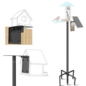 Poteau pour mangeoire à oiseaux JH-Mech Black Bird House avec base à 5 branches, robuste, imperméable, réglable en hauteur jusqu'à 109 pouces, en acier pour jardin. - Product Image 1