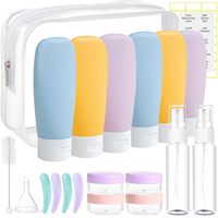 Ensemble de 20 flacons de voyage avec accessoires, contenants de voyage rechargeables pour shampoing, après-shampoing, lotion, liquides
