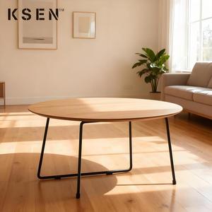 Table basse ronde en métal et bois de style nordique, design simple et moderne, <span class=keywords><strong>fer</strong></span> <span class=keywords><strong>forgé</strong></span>, T0794 - Product Image 3