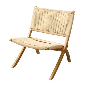 Fábrica Ownswing, venta al por mayor, sillas plegables de madera, cuerda para acampar al aire libre, silla de playa Retro para uso en el jardín del Hotel