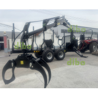 Chargeur de grumes forestières robuste certifié CE, fourni par l'usine, 10 tonnes, remorque à deux poutres, grue à grappin rotative hydraulique de 7 m