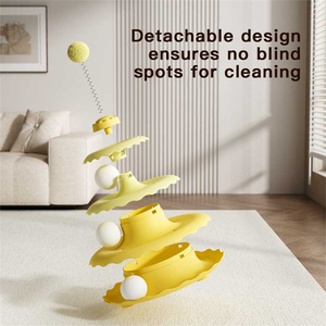 Beyaz kovalamaca topları ile 4-tier kaydırıcı ray oyuncak kedi kulesi çevre dostu plastik pikap kedi pikap oyuncaklar - Product Image 6