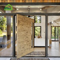 Grande porte pivotante en verre en bois massif pour l'entrée d'une maison moderne Porte d'entrée de sécurité pivotante en bois pour villa