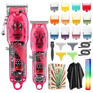 2025 nouveaux produits Rechargeable professionnel sans fil <span class=keywords><strong>Kit</strong></span> de toilettage outil de barbier 2 pièces LCD cheveux rasoir coupe tondeuse tondeuse - Product Image 4