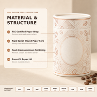 Envase de Tubo de Papel Personalizado de Grado Alimenticio, Cilindro Enrollado en Espiral con Revestimiento de Lámina para Café, Té y Regalos, Certificado FSC