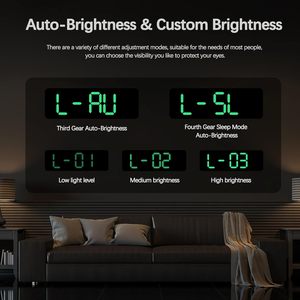 Modern Mirror LED Luminova Display Brightness Adjustable Timer Alarm <b>Clock</b> <b>Digital</b> <b>Wall</b> <b>Clock</b> Home Decor Office - Product Image 3