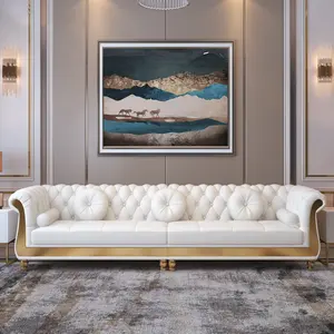 轻奢华真皮现代家具沙发美式客厅123组合沙发套装全新设计白色沙发