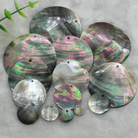 Pendentif Breloque Perle Ronde de Nacre Polie Noire Naturelle 25mm-45mm pour Artisanat Naturel DIY