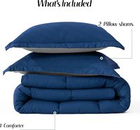 Vente en gros de couvre-lits modernes personnalisés avec logo, 3 pièces, garnissage en microfibre polyester non toxique, ensemble de couvre-lits bleu marine