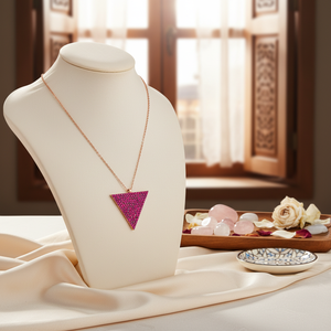 Collar con abalorio triangular de piedra rubí, venta al por mayor, joyería de moda turca de Plata de Ley 925 - Product Image 3