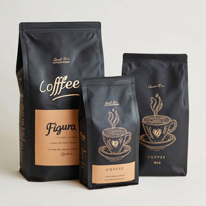 Sac d'emballage de café doré noir de qualité alimentaire imprimé de logo personnalisé avec fermeture à glissière Valve petit grain de café 12oz 500g sac <span class=keywords><strong>Doypack</strong></span> - Product Image 1