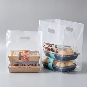 Sacchetti in Plastica Trasparente Personalizzati all'Ingrosso con Manico Fustellato per Imballaggio Alimentare da Forno, Borsa per <span class=keywords><strong>la</strong></span> Spesa da Asporto - Product Image 2