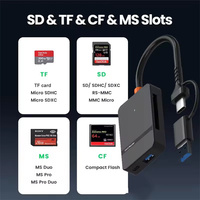 Lector de tarjetas 8 en 1 USB 3,0, adaptador de tarjeta Compact Flash SD TF CF MS para ordenador portátil, PC, lector de tarjetas múltiples