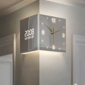 <span class=keywords><strong>Horloge</strong></span> <span class=keywords><strong>murale</strong></span> moderne en acrylique blanc ivoire double face Aiguille silencieuse Affichage électronique Architectural Light Shadow Art <span class=keywords><strong>Horloge</strong></span> <span class=keywords><strong>murale</strong></span> - Product Image 2