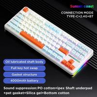 Keyboard Mekanik Ergonomis AULA F87 PRO Plastik BT 87 Tombol RGB Backlit Nirkabel Tombol Dapat Disesuaikan Gaming Mengetik Desktop