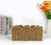 Plateau décoratif en corde de papier festonnée tissé à la main, paniers de rangement élégants