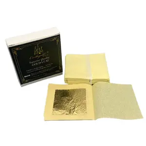 Hojas de aluminio de oro comestible para decoración de vino y café, hojas de oro de 4,33X4,33 cm, 24 K, 99% auténticas, saludables y lujosas