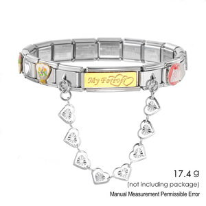 Romantic Wedding Italian Modular <b>Bracelet</b> <b>Set</b> Stainless Steel Heart Shape Gold Plated DIY Jewelry Gift for Wedding - Product Image 5