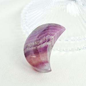 งานแกะสลักคริสตัลควอตซ์ฟลูออไรต์สีรุ้งธรรมชาติสไตล์วินเทจ ราคาโรงงาน ของตกแต่งรูปพระจันทร์และของขวัญ - Product Image 6