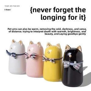 Evcil Hayvan Kremasyonu İçin Seramik Nem Geçirmez Mühürlü Modern Lüks Çevre Dostu Dayanıklı El Yapımı Kare Şeklinde Kedi Anıt Urnesi - Product Image 5