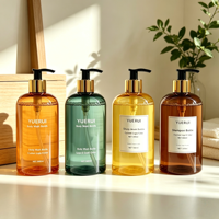 Bouteilles de shampoing avec pompe dorée 500ml PET, impression UV personnalisée, bouteille de gel douche, gel lavant pour le corps, emballage de savon liquide