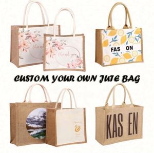 Wholesale Custom Eco-Friendly Tote <b>Bags</b> with Logo Natural Jute Material with Handle for Shopping Oem Options - Product Image 4