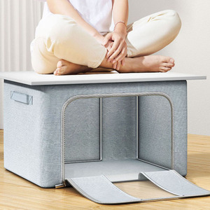 Large Capacity Window Rectangle Organizer <b>Box</b> With Plastic Reinforced Handle <b>Folding</b> Clothes <b>Storage</b> Bag for Home - Product Image 5