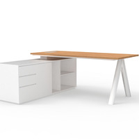 Ensemble de mobilier de bureau de direction de luxe au design moderne, bureau de direction en forme de L, bureau de direction blanc