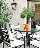 Chaise de salle à manger d'extérieur en fer avec dossier et accoudoirs, idéale pour restaurant, café, salon, cour et jardin – Prix usine, vente chaude