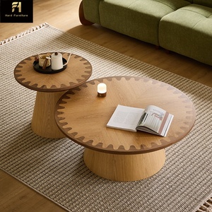 Mesa de Centro Redonda Creativa de Diseño Italiano, Mesa de Centro de Madera Retro Maillard para Sala de Estar - Product Image 1