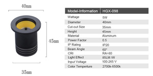 Recessed 컷 아웃 35mm 5w 쿨 화이트/따뜻한 화이트 미니 알루미늄 led 스포트 라이트 좁은 빔 - Product Image 6