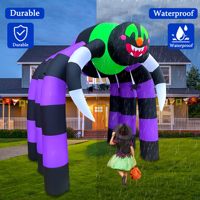Arche d'araignée gonflable d'Halloween de 10 pieds avec lumières LED décor de cour hantée extérieure arc d'entrée d'Halloween pour l'affichage de voie