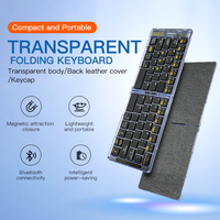 Nouveau lancement, prix d'usine, mini clavier sans fil à double pliage, USB Type-C, style transparent, clavier à attraction magnétique