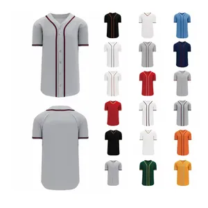 T-shirt moda personalizzata di alta qualità per uomo stampa uniforme sport con bottone da Baseball Jersey 100% poliestere 10 pz