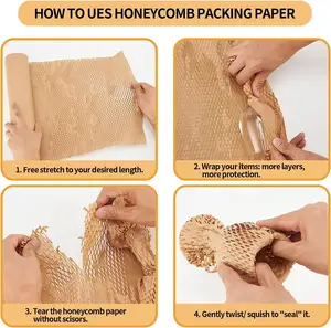 Embalaje de papel de panal biodegradable a precio de fábrica para regalos de botellas frágiles artesanías embalaje de cojín de envío protector