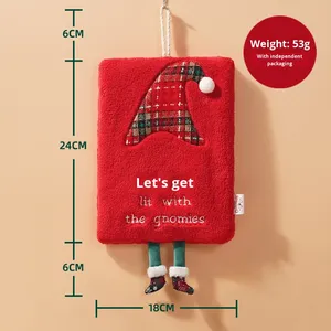 New Pachy Bear Christmas Home Toalla de mano-Hangable Thicken Coral Fleece Cocina Absorbente Diseño de dibujos animados de secado rápido - Product Image 4