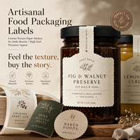 Étiquettes d'emballage alimentaire artisanales YSB |   Autocollants en papier texturé personnalisés pour les marques indépendantes |   Apparence haut de gamme et premium